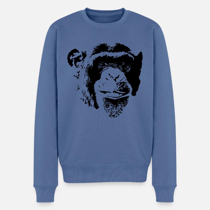 Affe Gesicht - Männer Premium Bio Pullover - Taubenblau