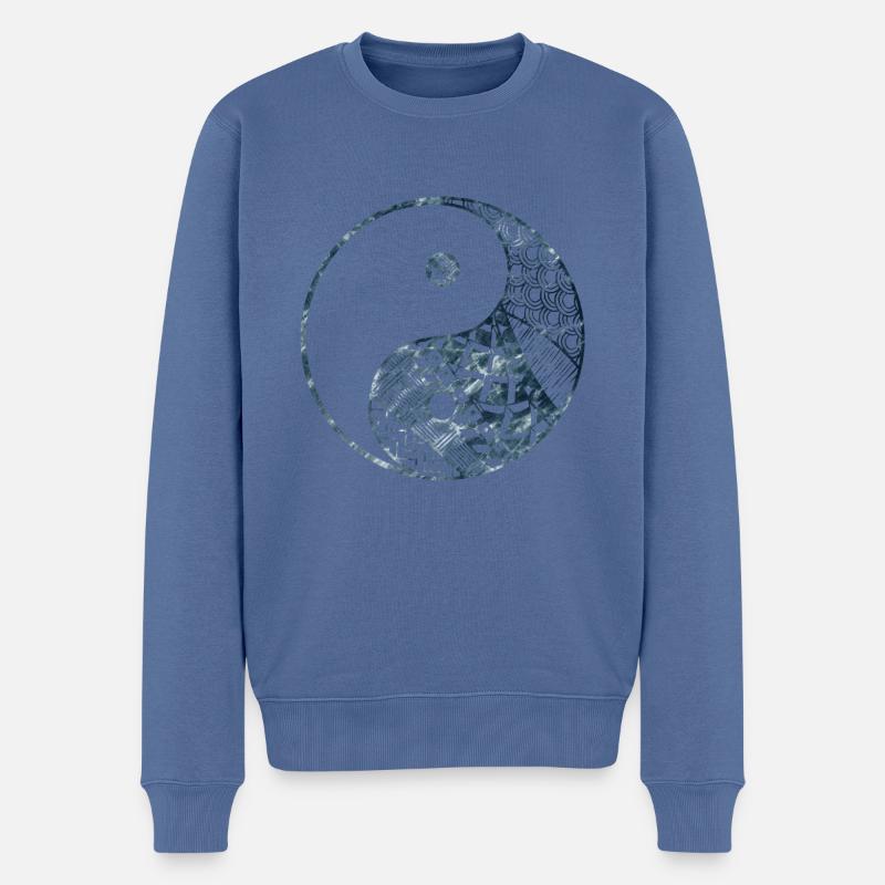 Yin Yang - Pull Premium bio Homme - bleu pigeon