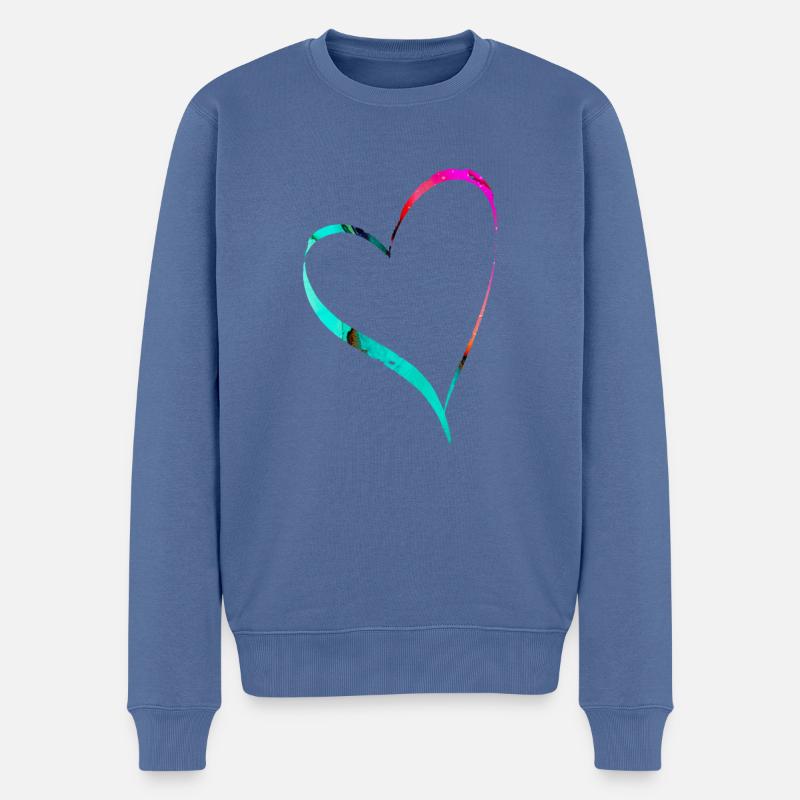 Aquarell Herz - Männer Premium Bio Pullover - Taubenblau