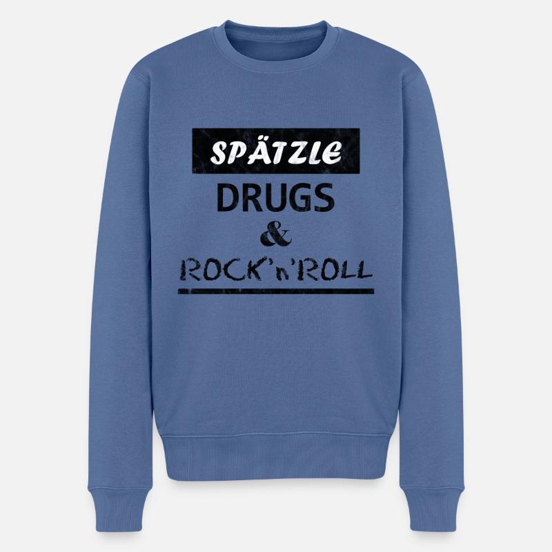Spätzle Drugs & Rock'n'Roll - Männer Premium Bio Pullover - Taubenblau