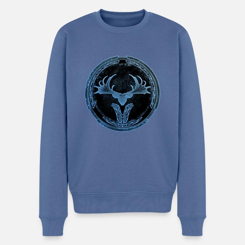 Megaloceros Hirsch Keltisch - Männer Premium Bio Pullover - Taubenblau