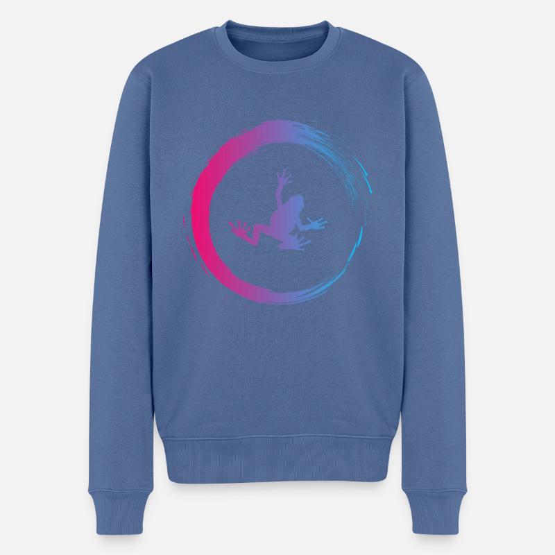 Frosch - Männer Premium Bio Pullover - Taubenblau