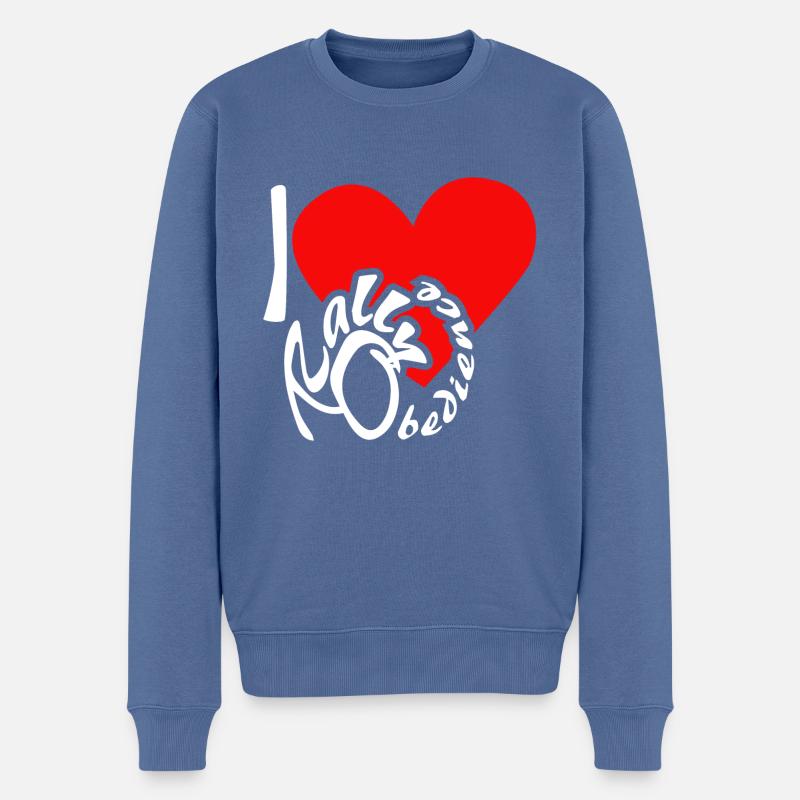 J'adore l'obéissance au rallye - Pull Premium bio Homme - bleu pigeon