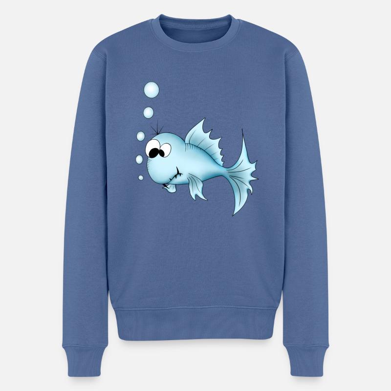 Fisch - Männer Premium Bio Pullover - Taubenblau
