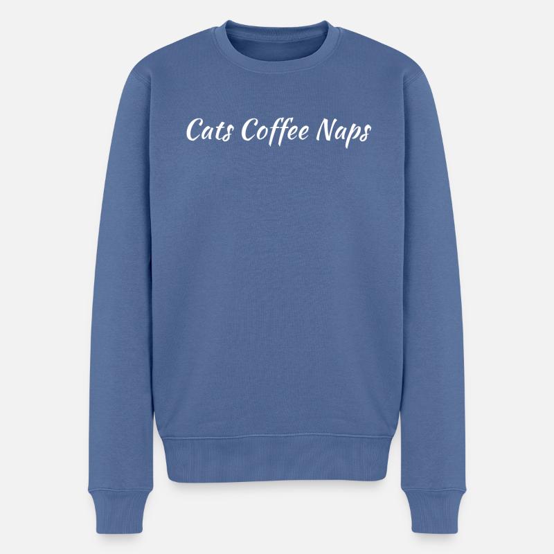 cats - cats coffee naps - Pull Premium bio Homme - bleu pigeon