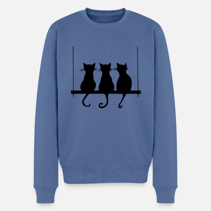 Chats sur une balancoire - Pull Premium bio Homme - bleu pigeon