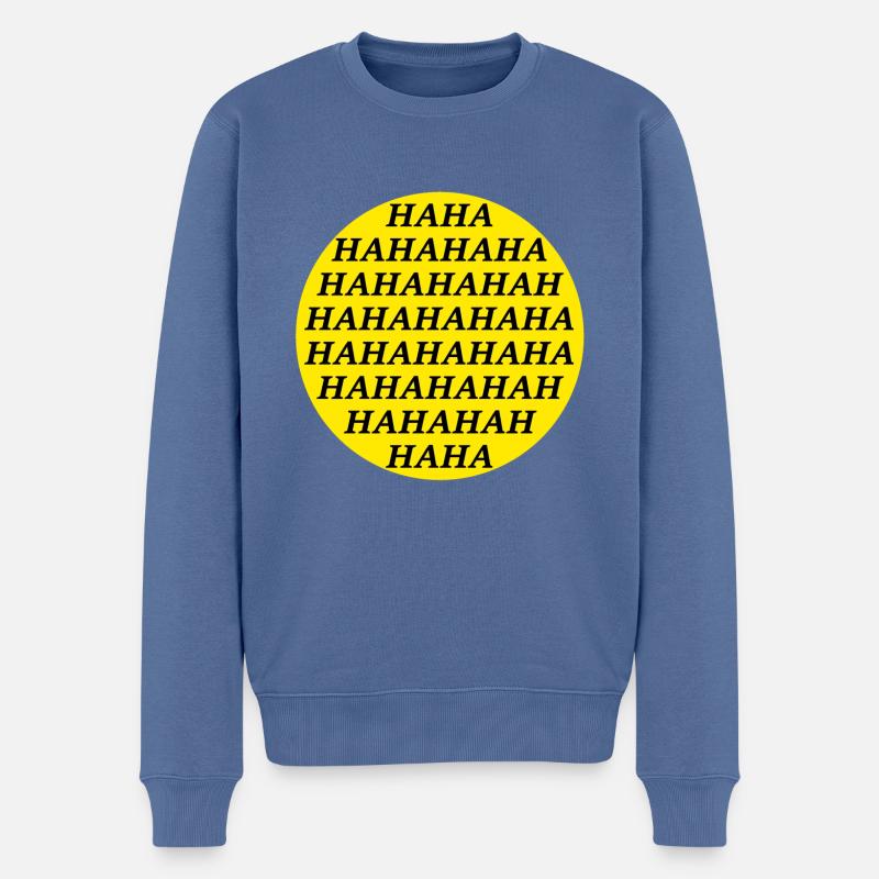 HAHA - Männer Premium Bio Pullover - Taubenblau