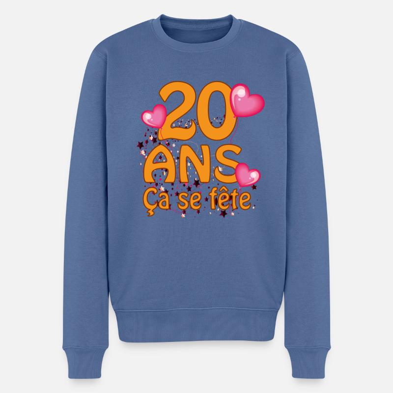 20 Jahre - Männer Premium Bio Pullover - Taubenblau