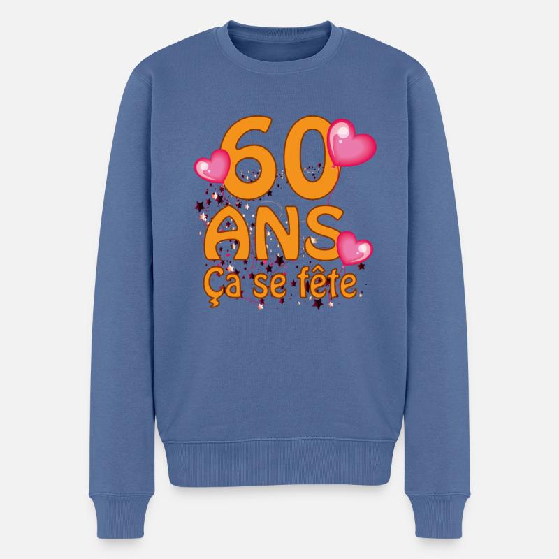 60 ans - Pull Premium bio Homme - bleu pigeon