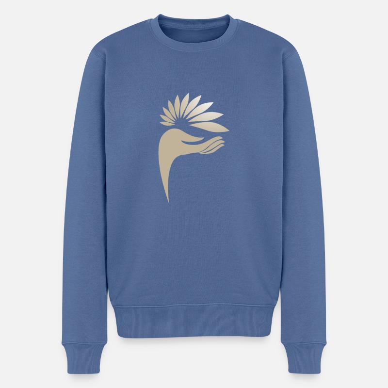 Main tenant une fleur - Pull Premium bio Homme - bleu pigeon