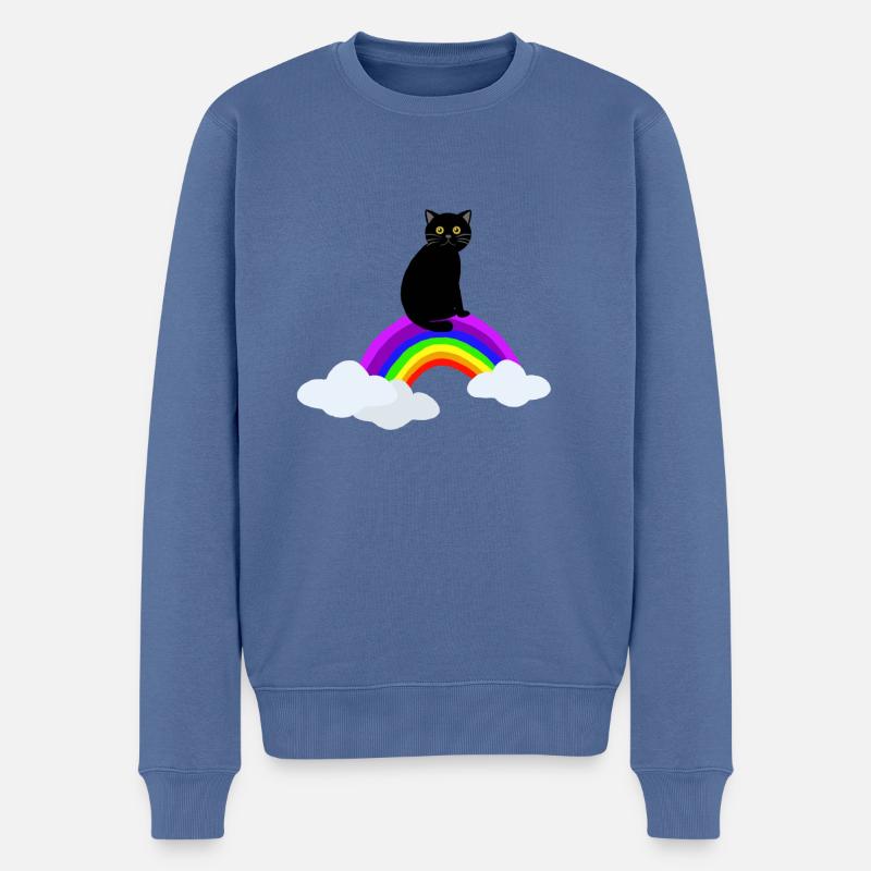 Chat arc-en-ciel - Pull Premium bio Homme - bleu pigeon