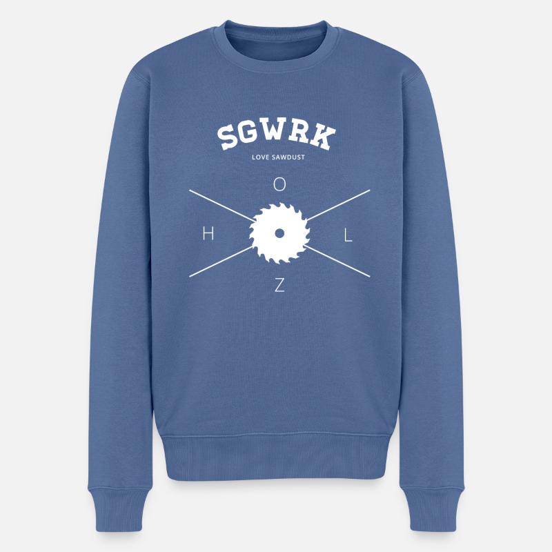 SGWRK / Sägewerk weiß - Männer Premium Bio Pullover - Taubenblau