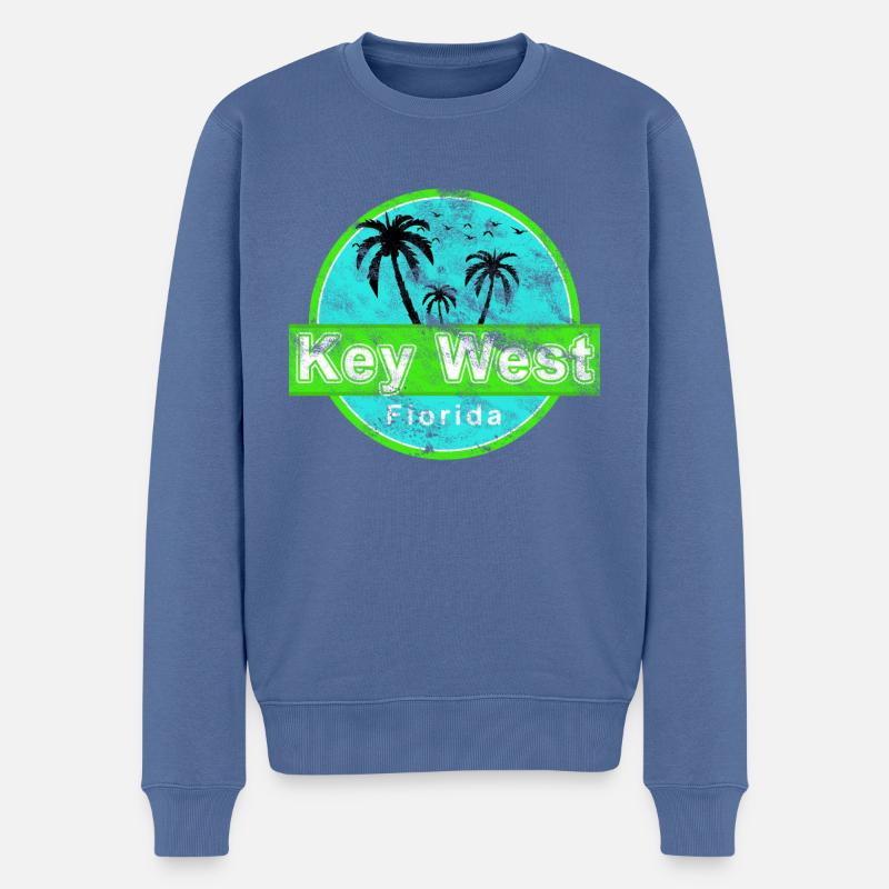 Key West Florida Vintage - Pull Premium bio Homme - bleu pigeon