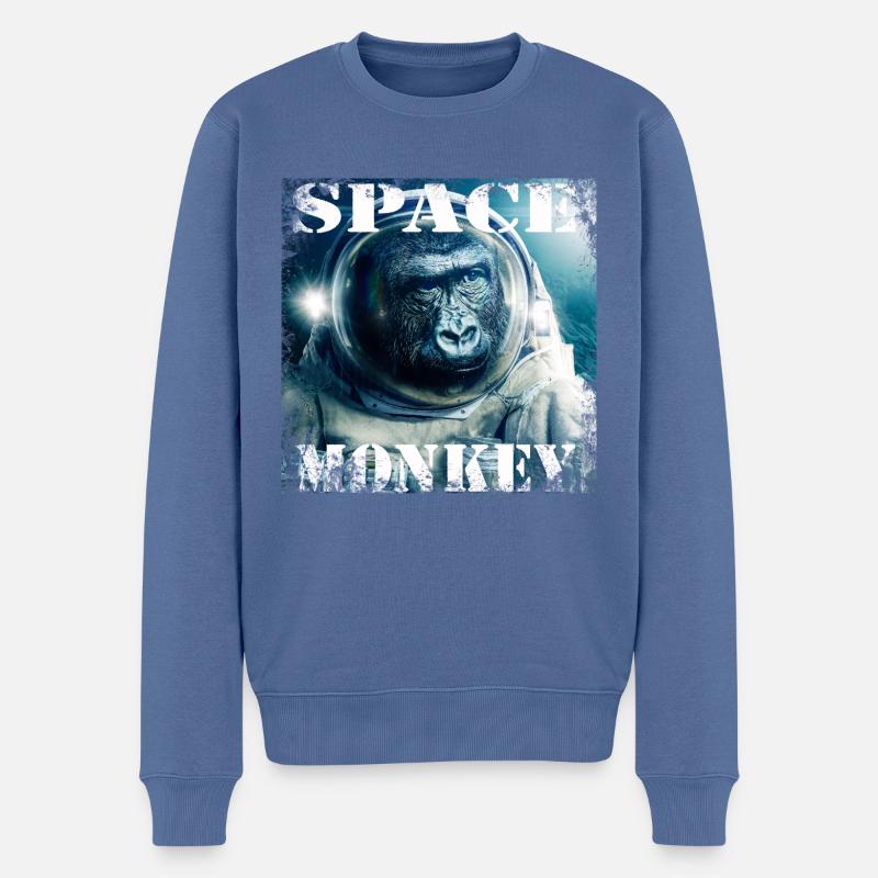 Singe de l'espace - Pull Premium bio Homme - bleu pigeon