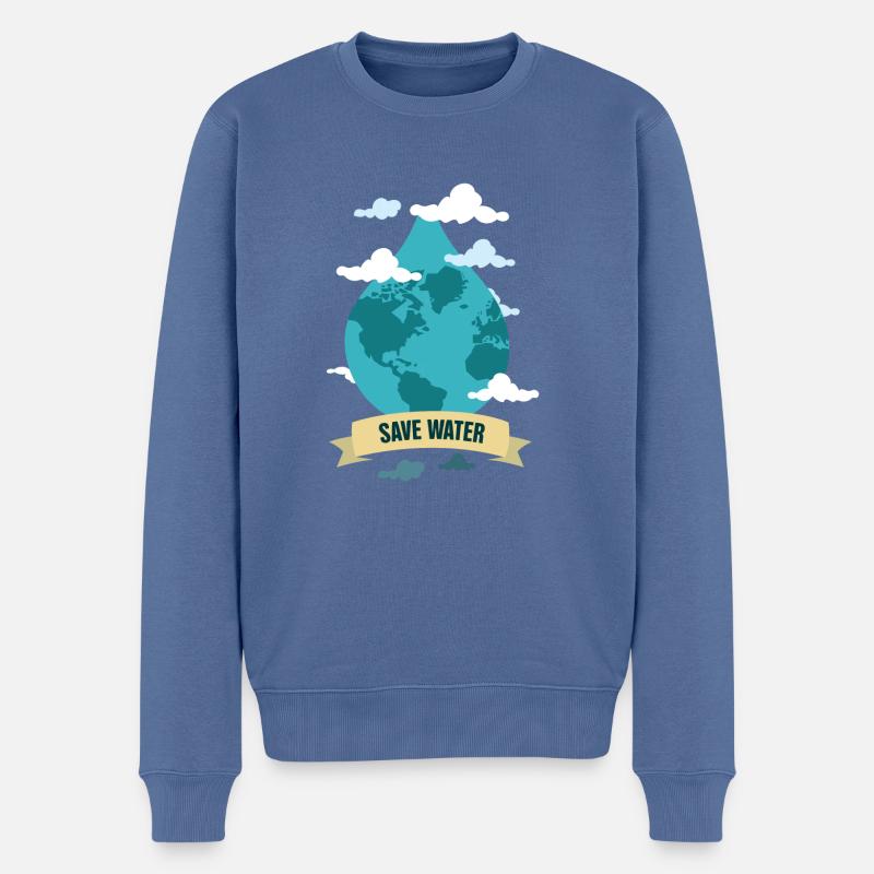 Save water - Männer Premium Bio Pullover - Taubenblau