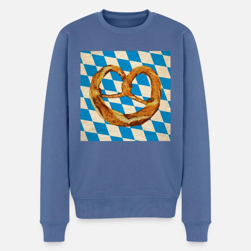 Bayern Brezel - Männer Premium Bio Pullover - Taubenblau