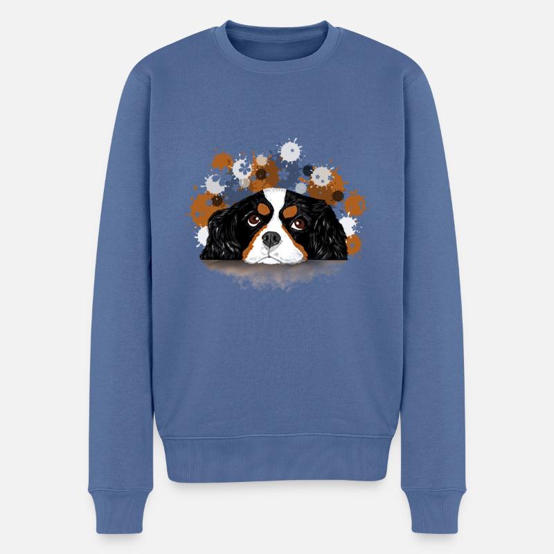 Spaniel - Männer Premium Bio Pullover - Taubenblau