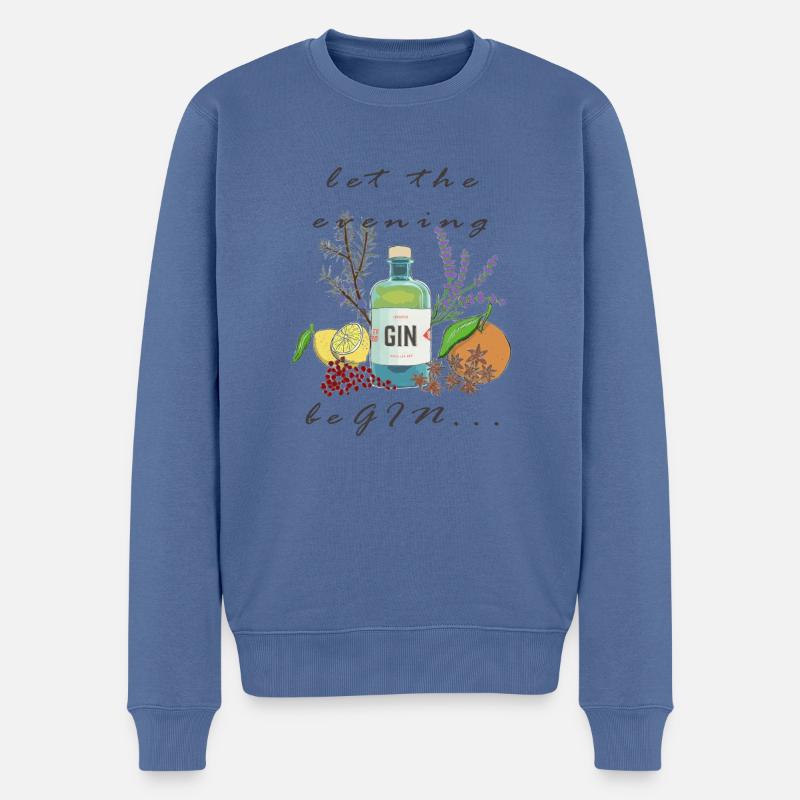 let the evening beGIN - Männer Premium Bio Pullover - Taubenblau