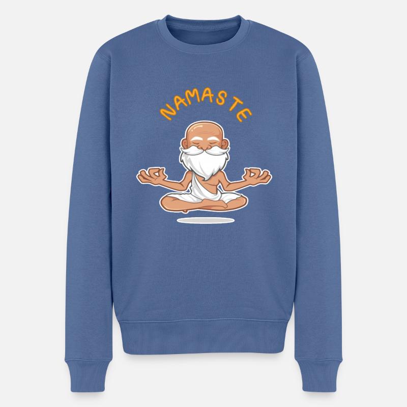 Namaste Guru - Männer Premium Bio Pullover - Taubenblau