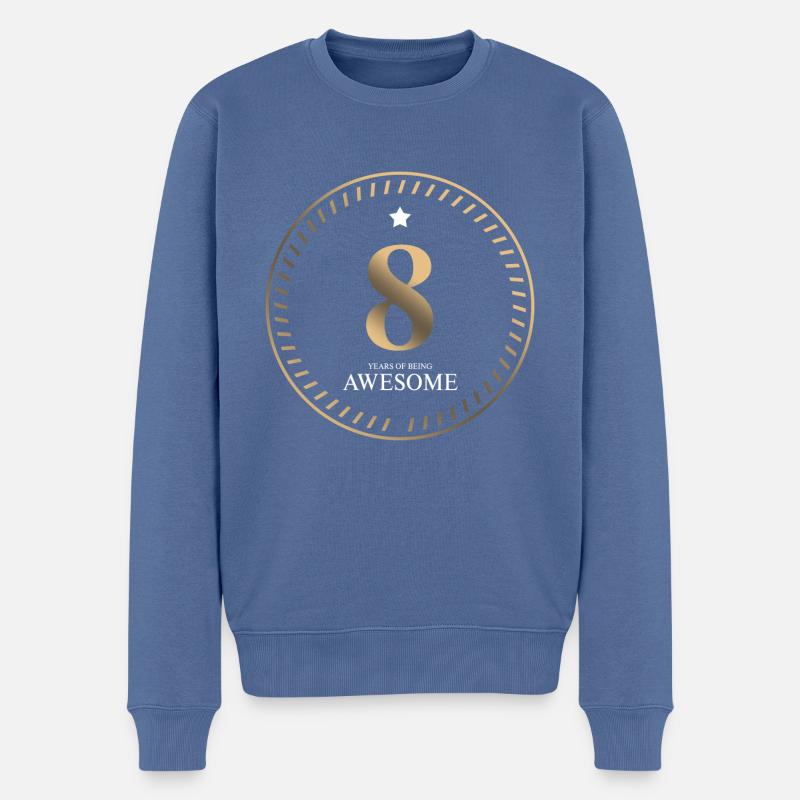 8 Jahre alt, genial 8. Geburtstag Jubiläum - Männer Premium Bio Pullover - Taubenblau