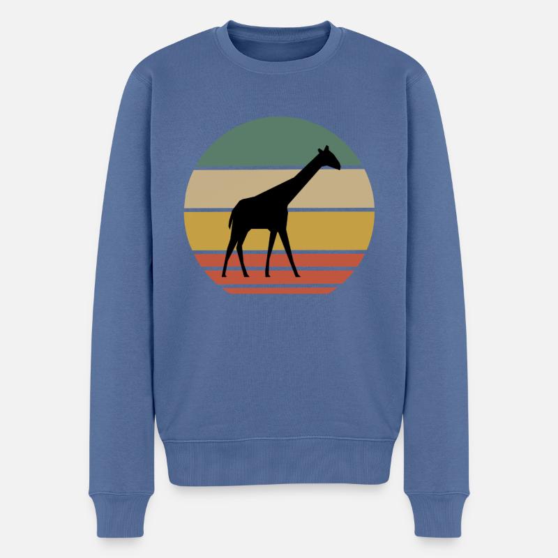 Retro Giraffen Print - Männer Premium Bio Pullover - Taubenblau