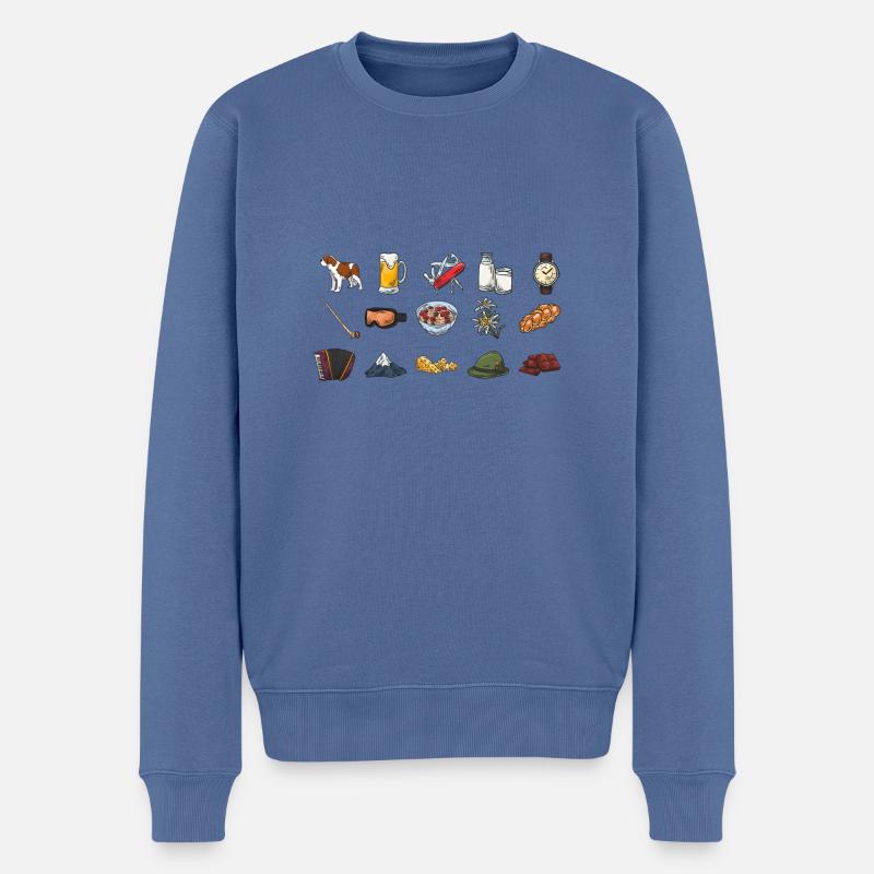 Schweiz Symbole - Schweizer Elemente - Männer Premium Bio Pullover - Taubenblau