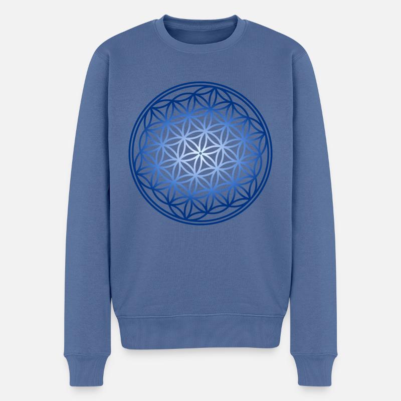 Blume des Lebens - Männer Premium Bio Pullover - Taubenblau