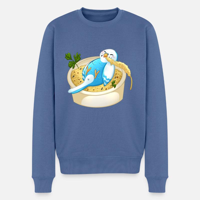 Wellensittich im Hirsehimmel - Geschenkidee lustig - Männer Premium Bio Pullover - Taubenblau