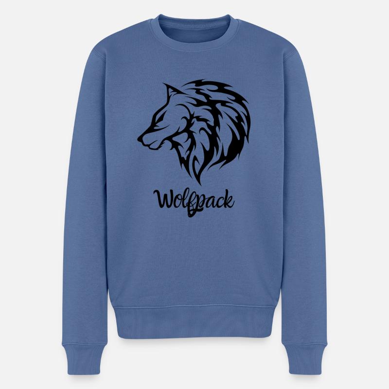 Wolf - Männer Premium Bio Pullover - Taubenblau