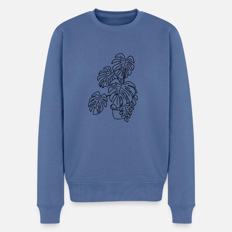 Monstera - Männer Premium Bio Pullover - Taubenblau