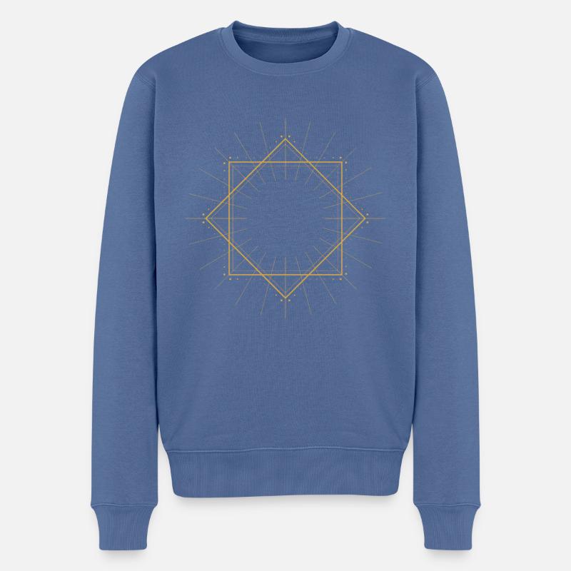 Geometric design - Pull Premium bio Homme - bleu pigeon