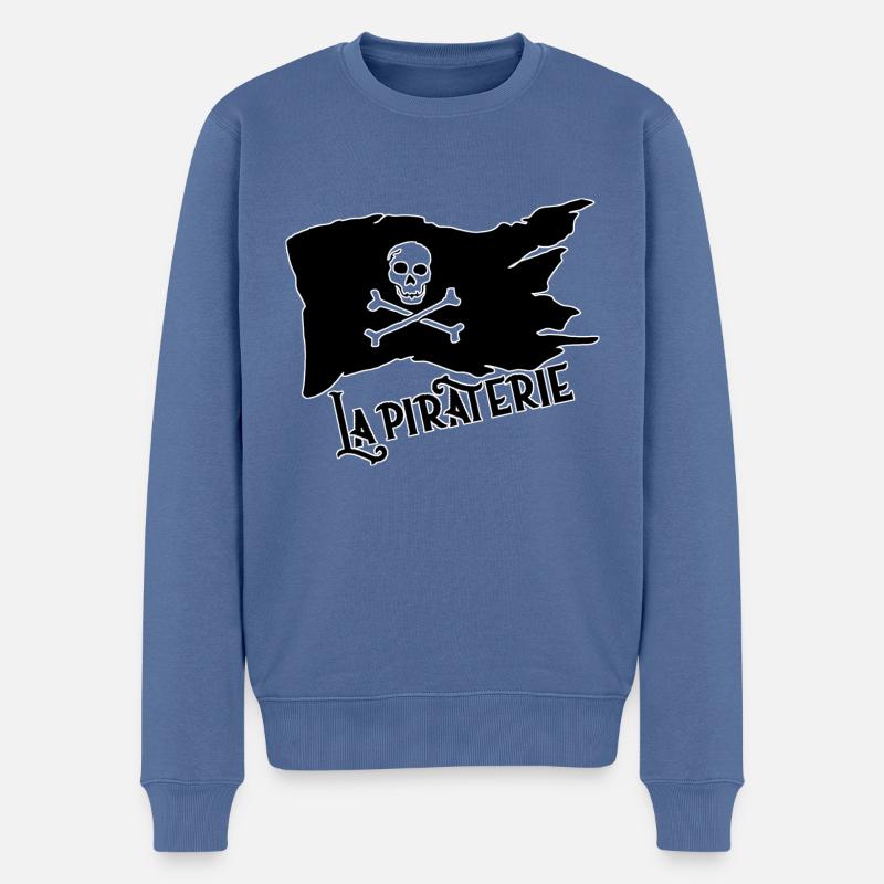 Pirat - Männer Premium Bio Pullover - Taubenblau