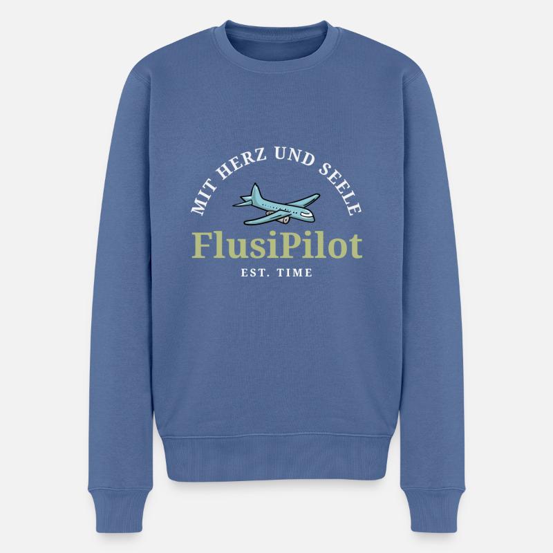 Mit Herz und Seele - Flusi Pilot - Männer Premium Bio Pullover - Taubenblau