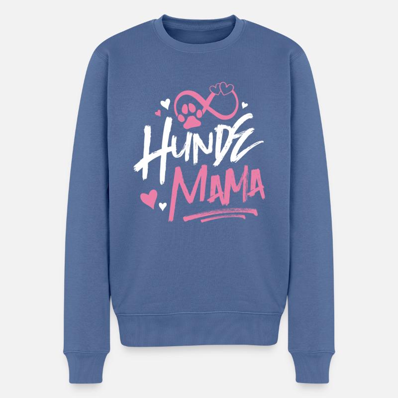 Hunde Mama Spruch - Männer Premium Bio Pullover - Taubenblau