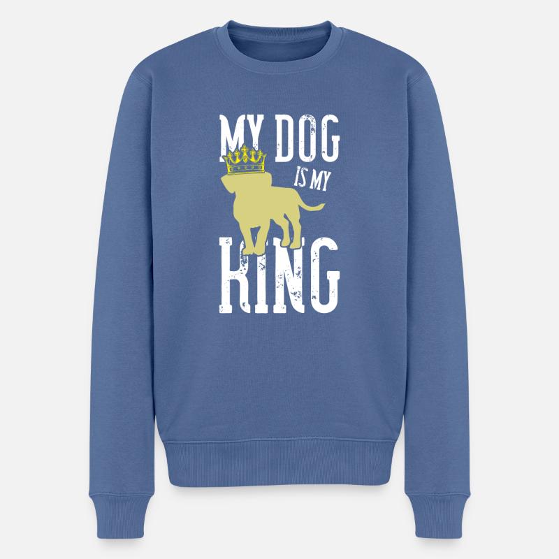 Mon chien roi disant - Pull Premium bio Homme - bleu pigeon