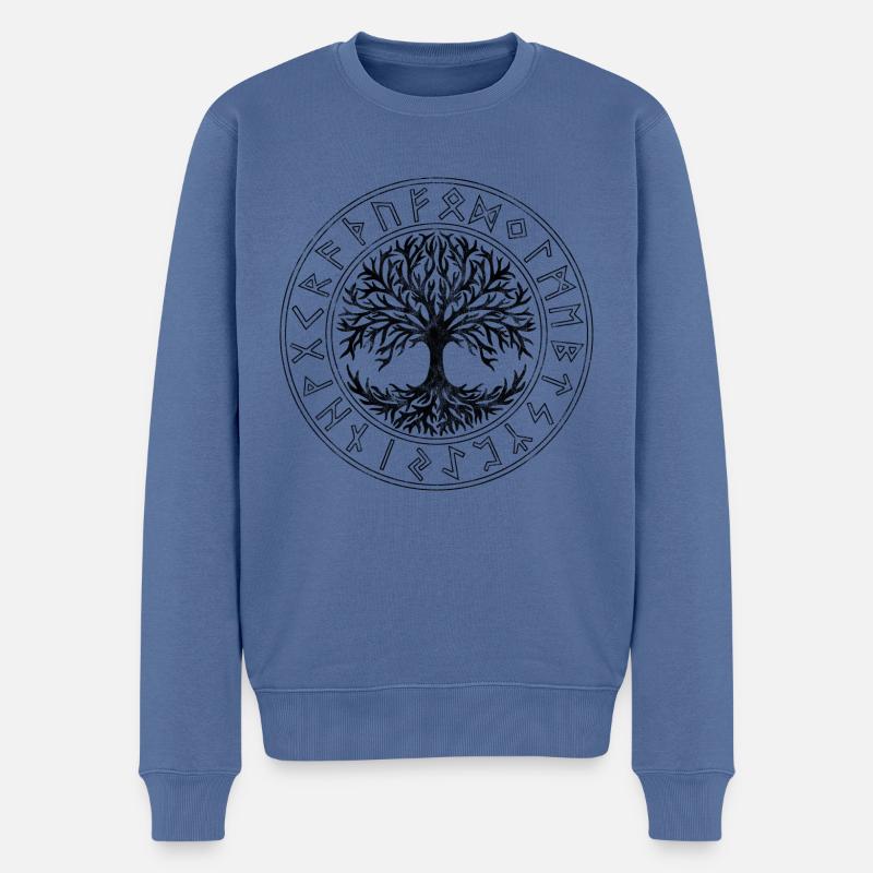 Keltisches Symbol, Baum des Lebens, Runen, Celtic - Männer Premium Bio Pullover - Taubenblau