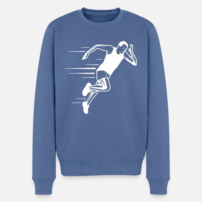 Running Silhouette Marathon Course - Pull Premium bio Homme - bleu pigeon