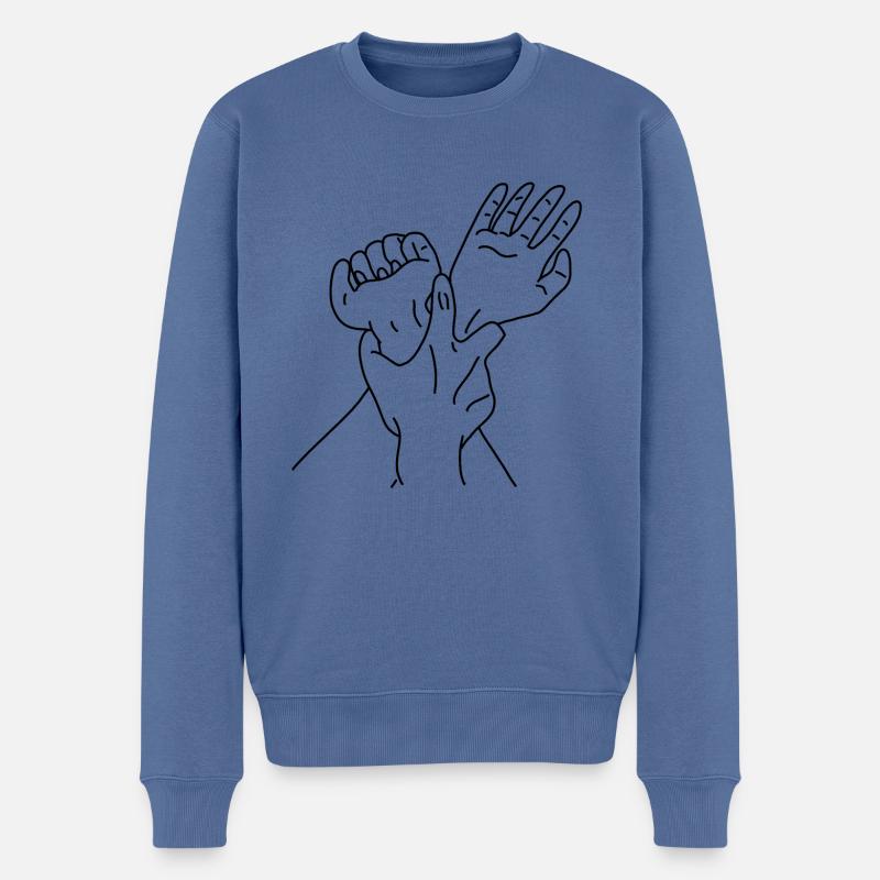 Hände - Männer Premium Bio Pullover - Taubenblau