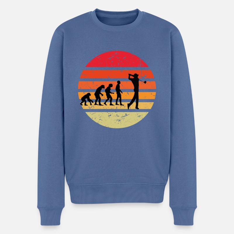 Evolution of man GOLF - Männer Premium Bio Pullover - Taubenblau