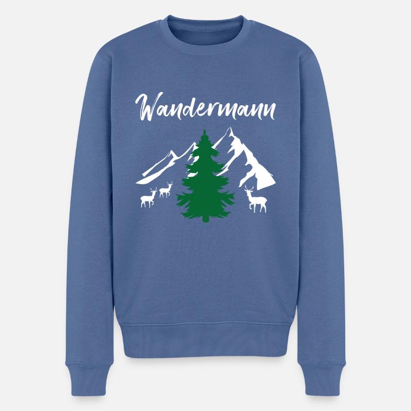 Wandermann Reise Abenteuer Camping Geschenk - Männer Premium Bio Pullover - Taubenblau