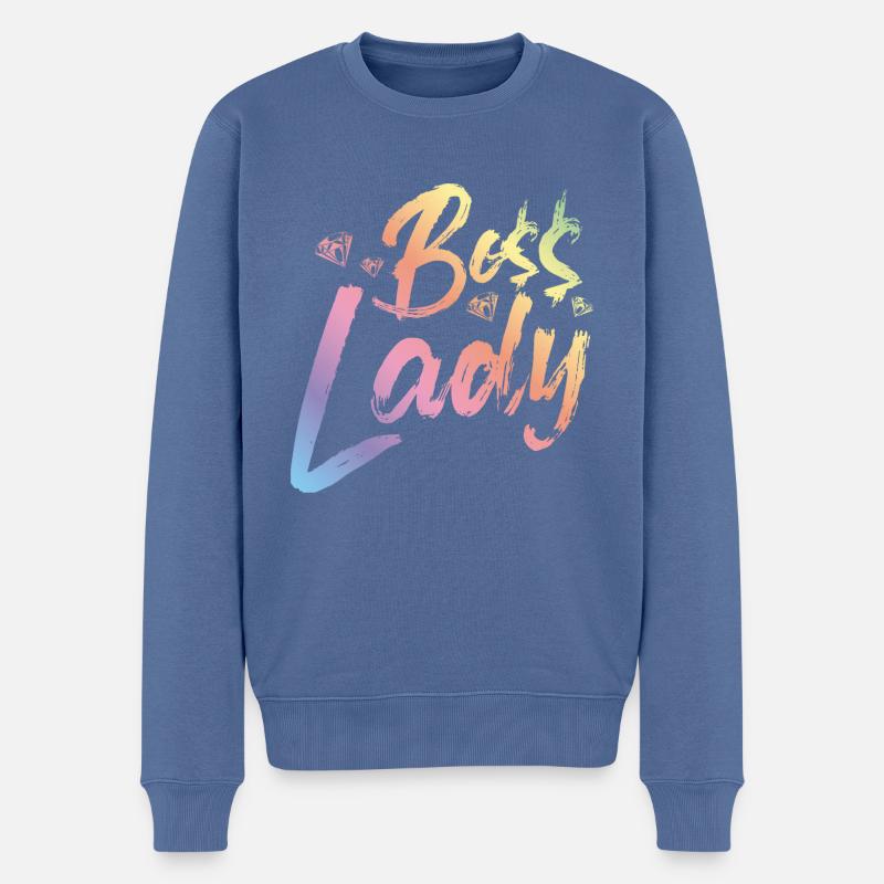 Boss Lady - Männer Premium Bio Pullover - Taubenblau