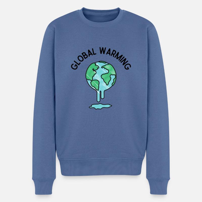 Global Warming - Pull Premium bio Homme - bleu pigeon