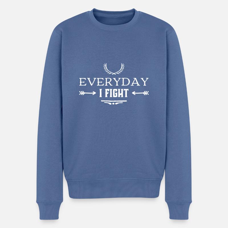 je me bats - Pull Premium bio Homme - bleu pigeon