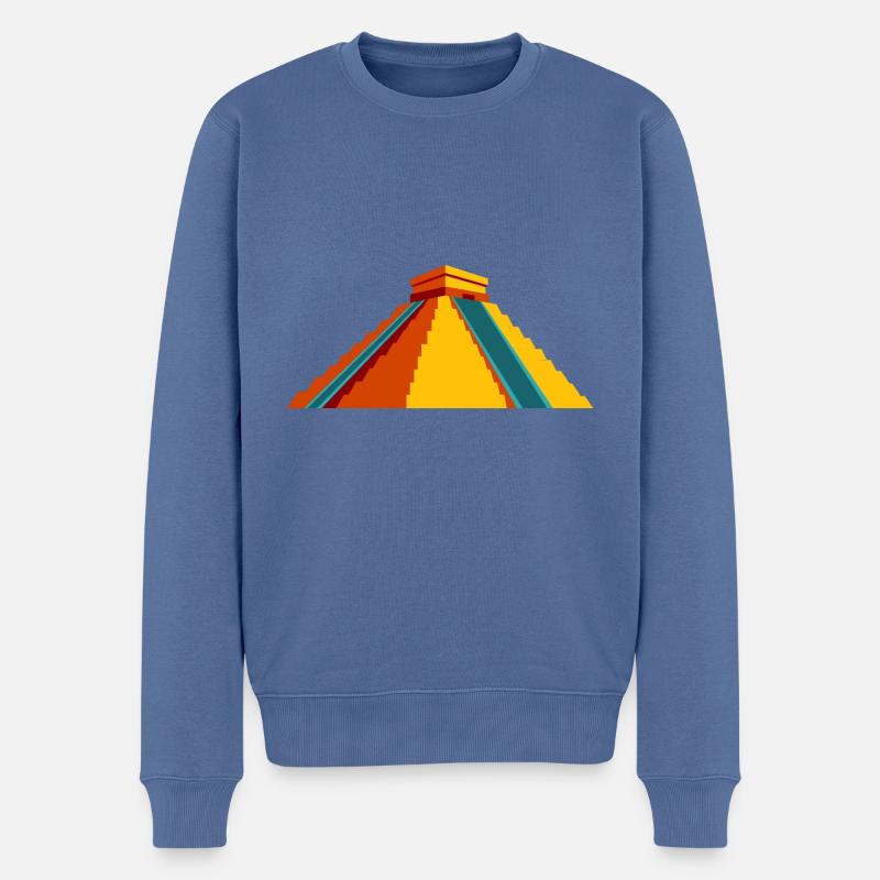 Inka-Pyramide - Männer Premium Bio Pullover - Taubenblau