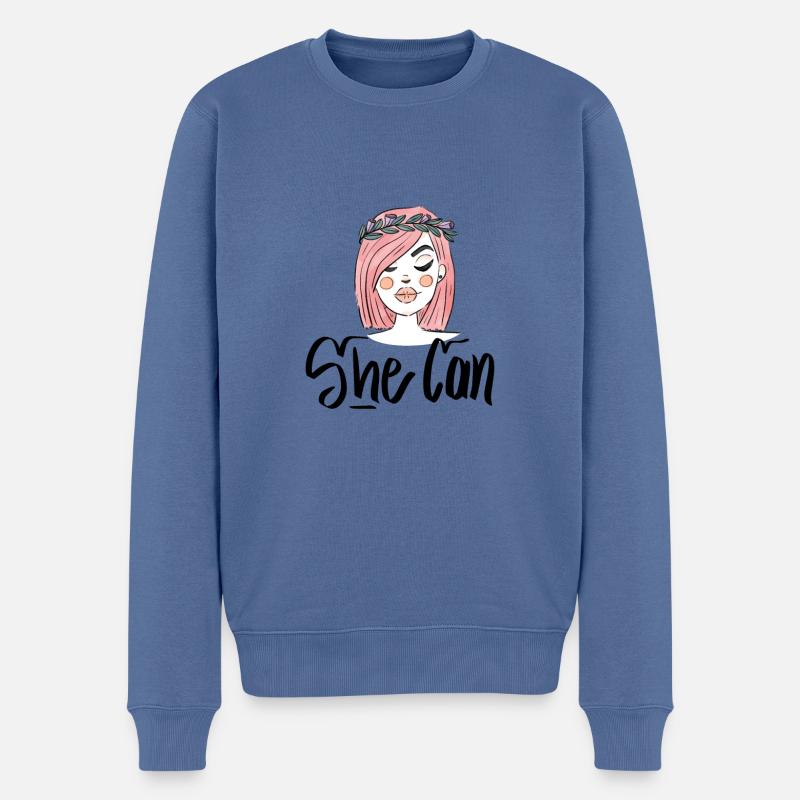She Can - Männer Premium Bio Pullover - Taubenblau