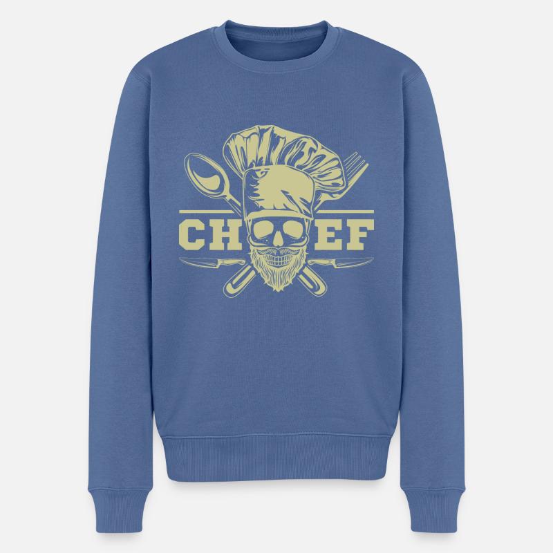 Totenkopf Chef Koch - Männer Premium Bio Pullover - Taubenblau
