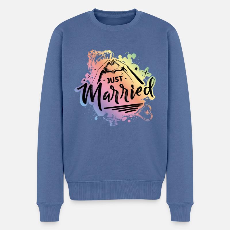 Just Married Love - Männer Premium Bio Pullover - Taubenblau