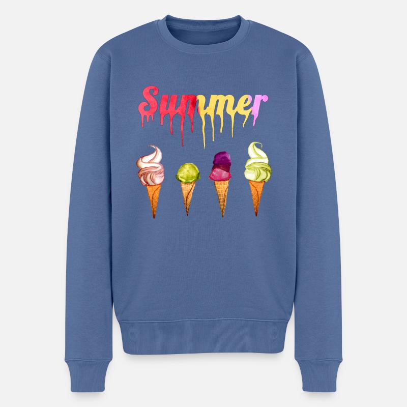 Aquarelle Skiair Italienisches Eis, das schmilzt - Männer Premium Bio Pullover - Taubenblau