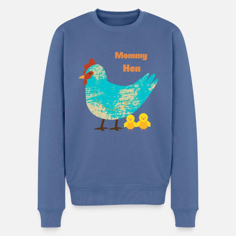 MAMA HEN - Männer Premium Bio Pullover - Taubenblau