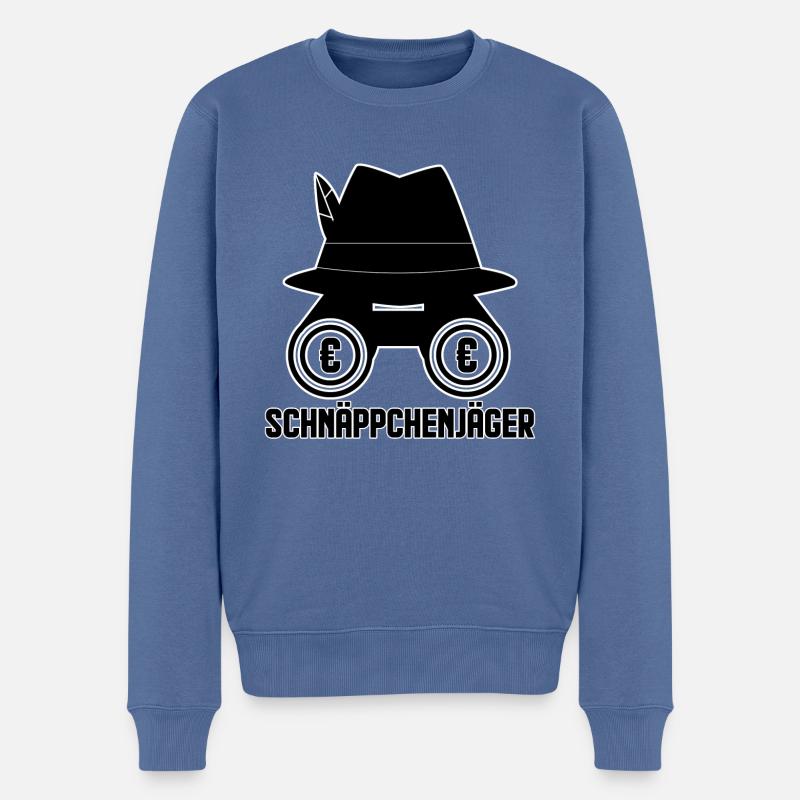 Schnäppchenjäger Geschenk - Männer Premium Bio Pullover - Taubenblau